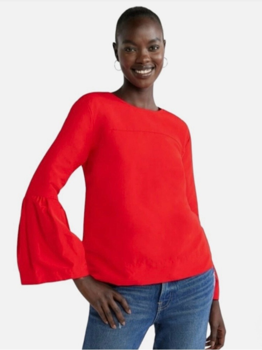 FREE ASSEMBLY, Red Bell Sleeve Top Blouse, Size Large